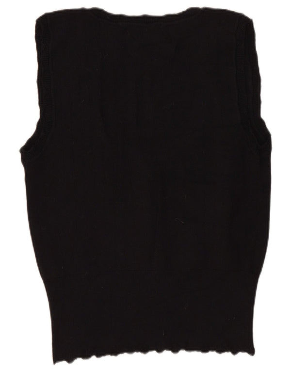 Zara femei Crop Vest Tank Top UK 14 mare, negru, viscoză