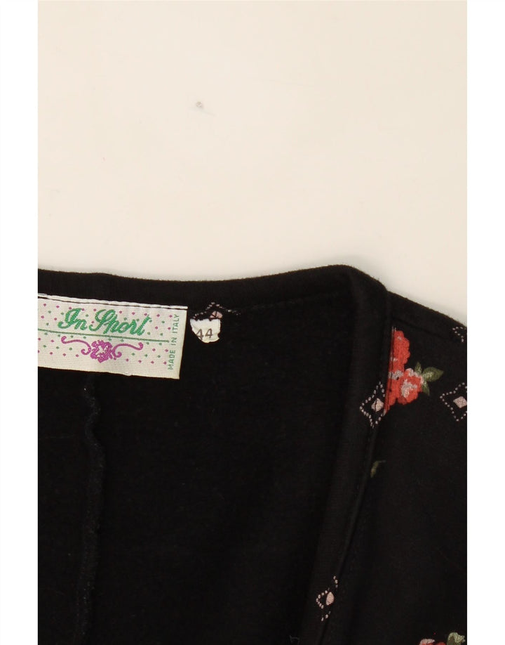 VINTAGE Womens Bolero Top IT 44 Medium Black Floral Cotton Vintage Vintage and Second-Hand Vintage from Messina Hembry 