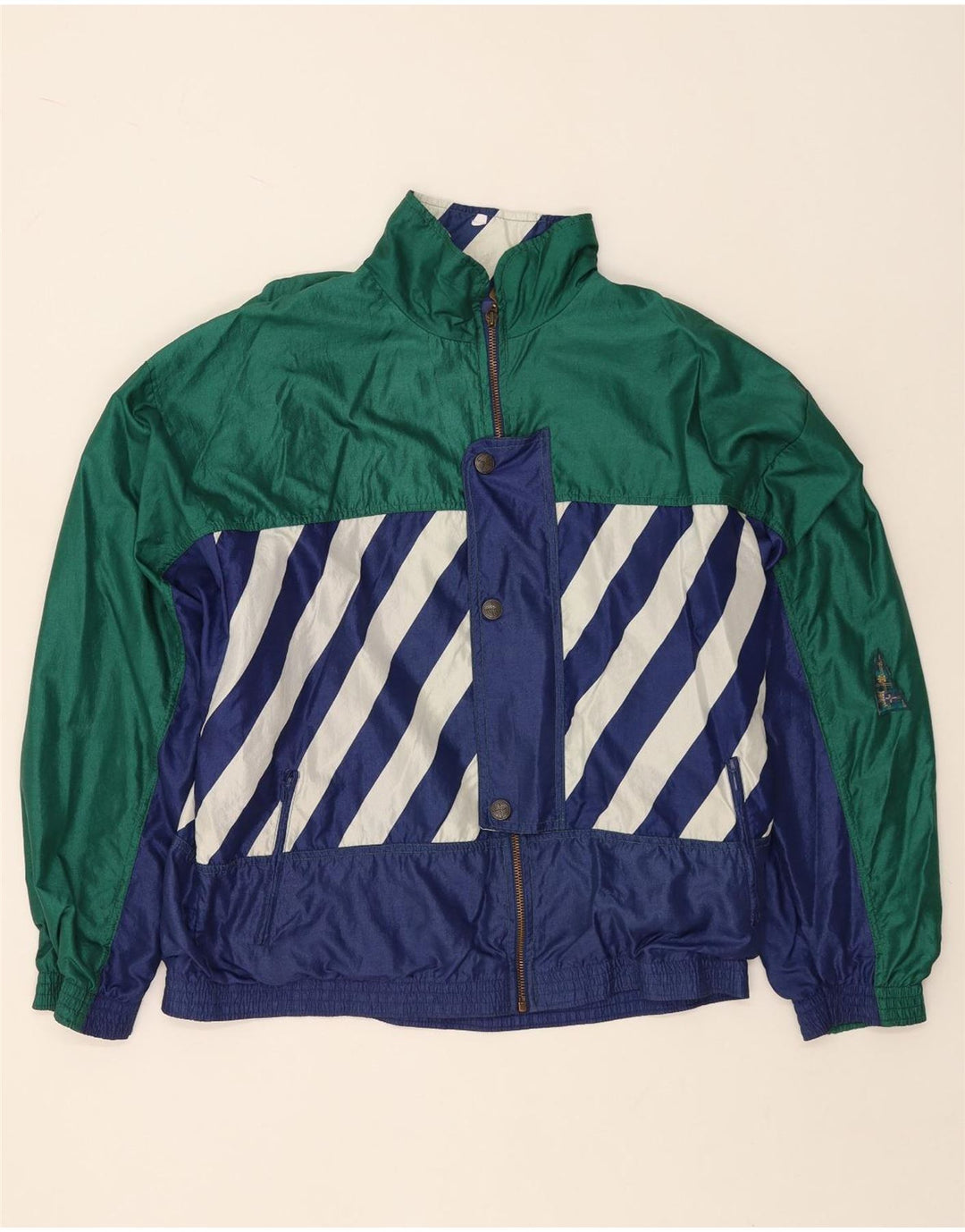 Jachetă de top pentru trening grafic ATHLETA pentru femei UK 22 3XL Verde Colorblock