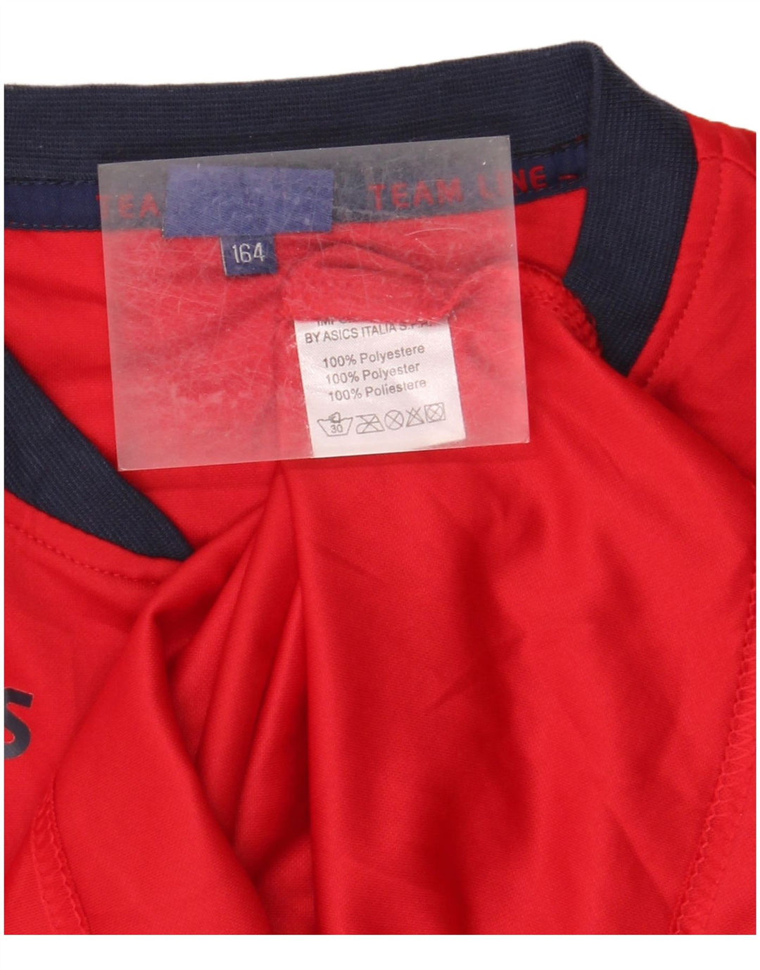 Top pentru băieți Asics cu mânecă lungă 13-14 ani, roșu, poliester color bloc