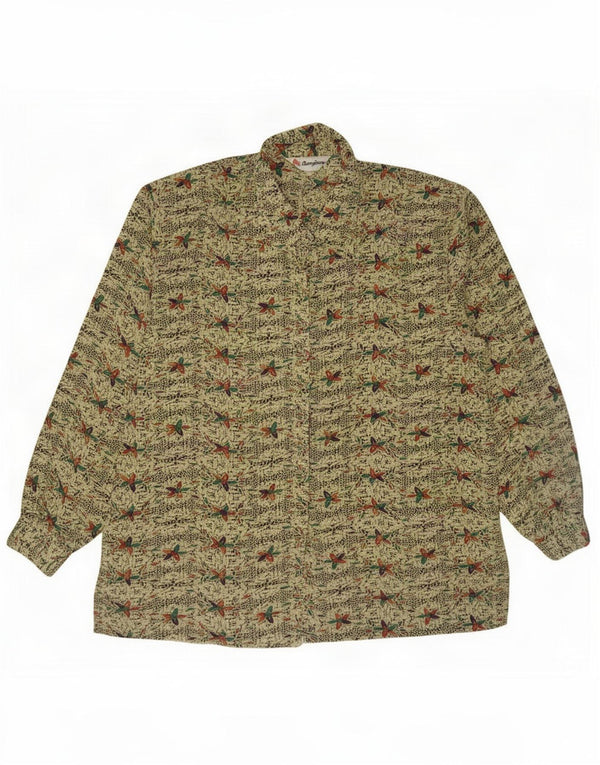 Bluză vintage cămașă cu mânecă lungă pentru femei UK 18 XL Galben Floral