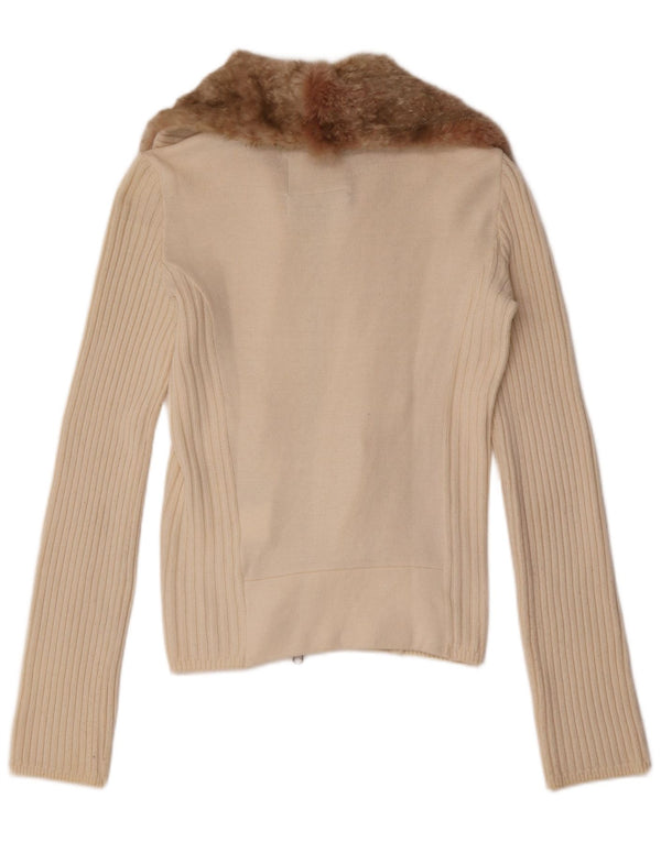 Pulover cardigan Woolrich pentru femei UK 10 mic bumbac alb