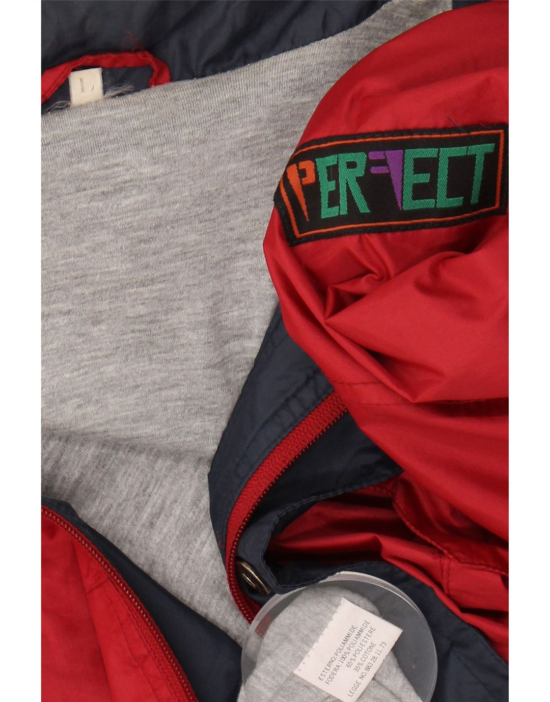 VINTAGE Mens Bomber Jacket UK 40 Large Red Colourblock Polyamide Vintage Vintage and Second-Hand Vintage from Messina Hembry 