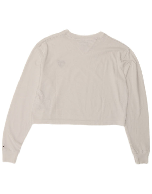 Top oversize cu mânecă lungă pentru femei Tommy Hilfiger, UK 6 XS, bumbac alb