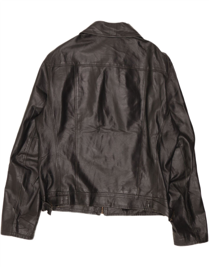 Jachetă de piele vintage pentru femei UK 18 XL din piele neagră