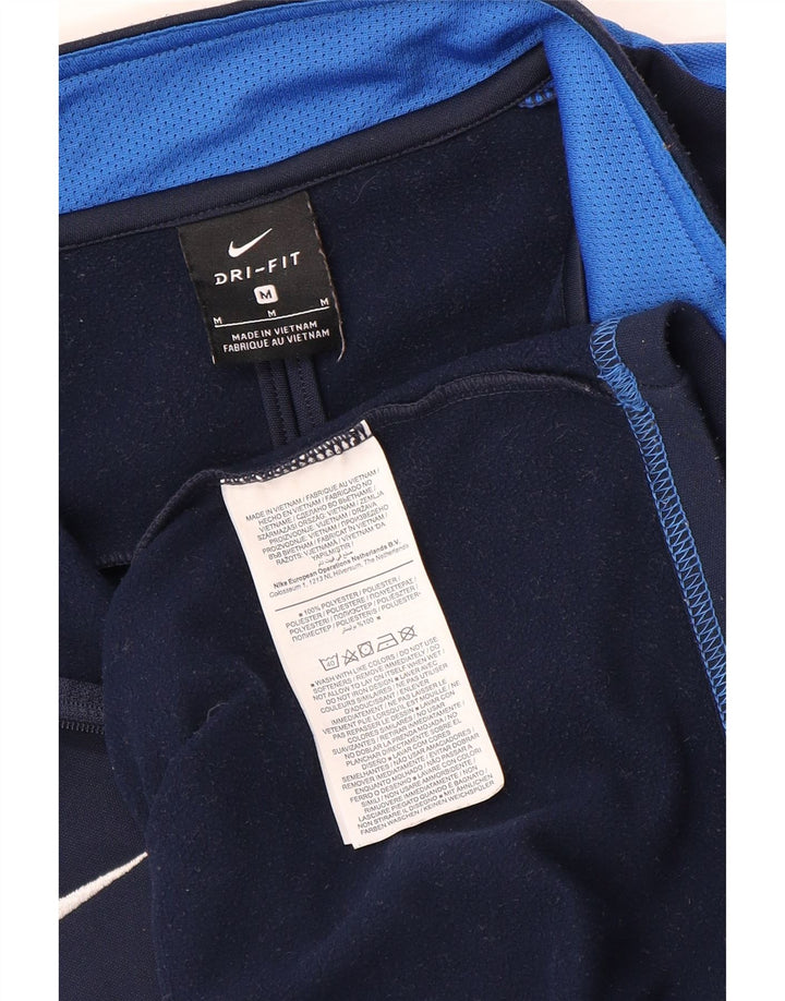Pulover pentru bărbați NIKE Dri Fit, cu fermoar, cu gât, mijlociu, bleumarin, color block