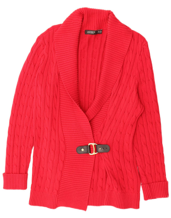 Pulover cardigan pentru femei Ralph Lauren UK 18 XL bumbac roșu