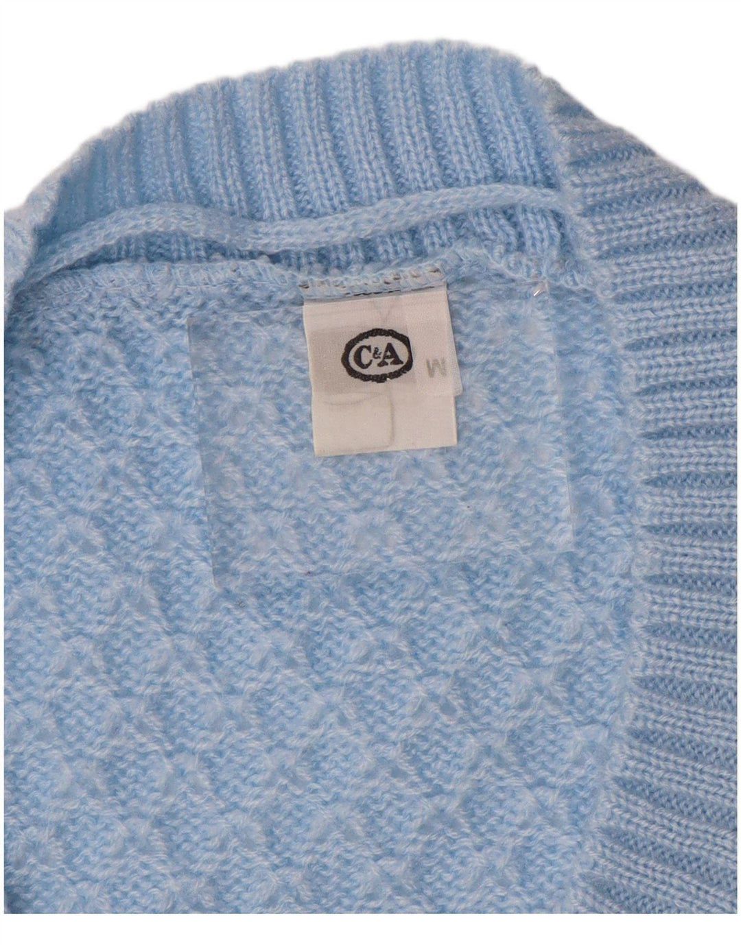 C & A Womens Oversized V-Neck Jumper Sweater UK 14 Medium Blue Acrylic
