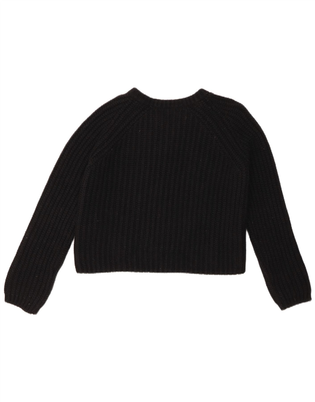Pulover cardigan crop pentru femei BENETTON UK 10 Lână neagră mică