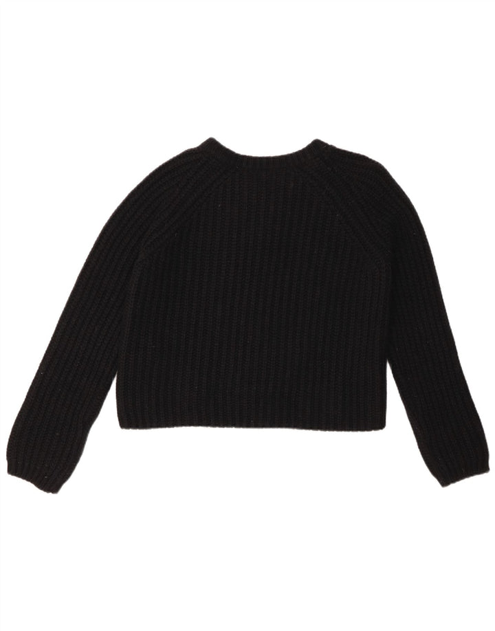 Pulover cardigan crop pentru femei BENETTON UK 10 Lână neagră mică