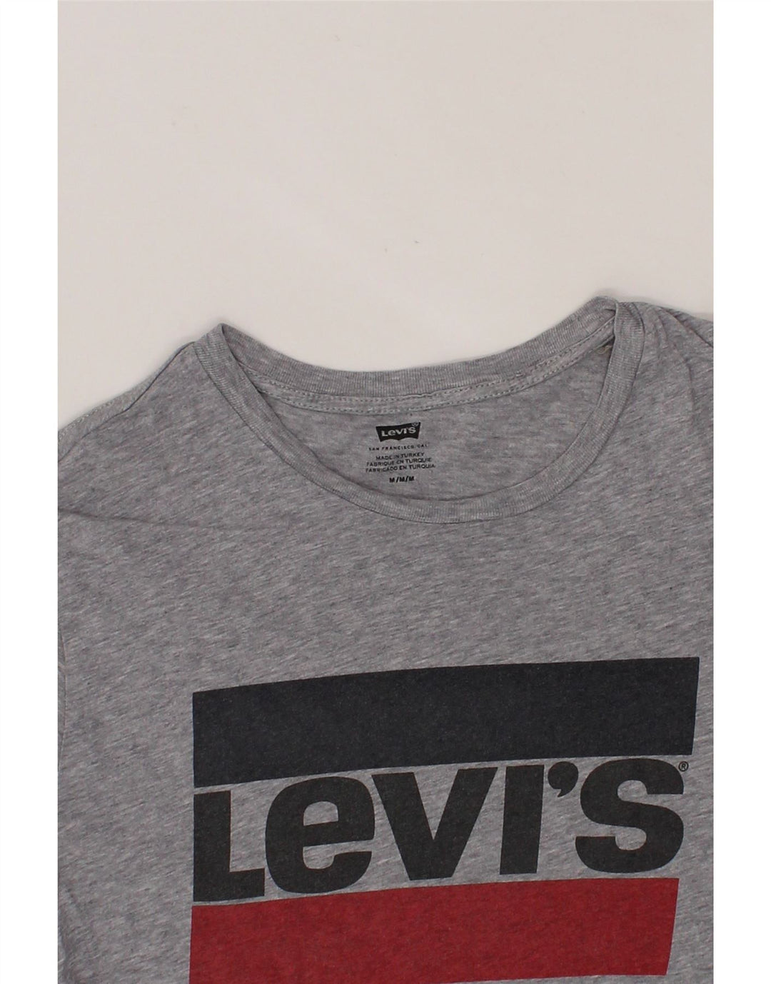 LEVI'S Mens Graphic T-Shirt Top Medium Grey Flecked Cotton Vintage Levi's and Second-Hand Levi's from Messina Hembry 