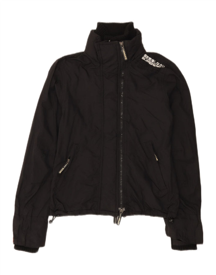 Jachetă de ploaie grafică Superdry pentru femei UK 6 XS Nylon negru