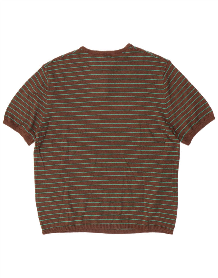 Tricou pentru bărbați Zara Top din bumbac cu dungi maro mediu