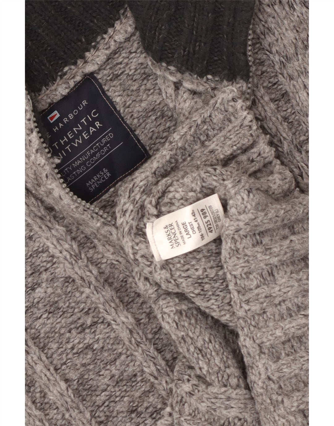 MARKS & SPENCER Pulover pentru bărbați cu fermoar și gât UK 41/43 mare gri