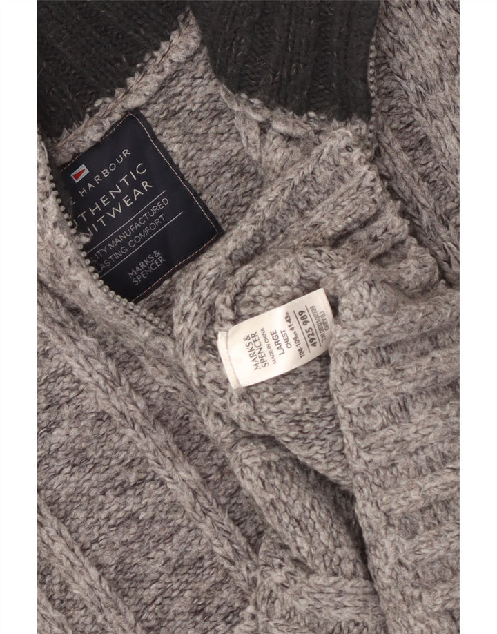 MARKS & SPENCER Pulover pentru bărbați cu fermoar și gât UK 41/43 mare gri