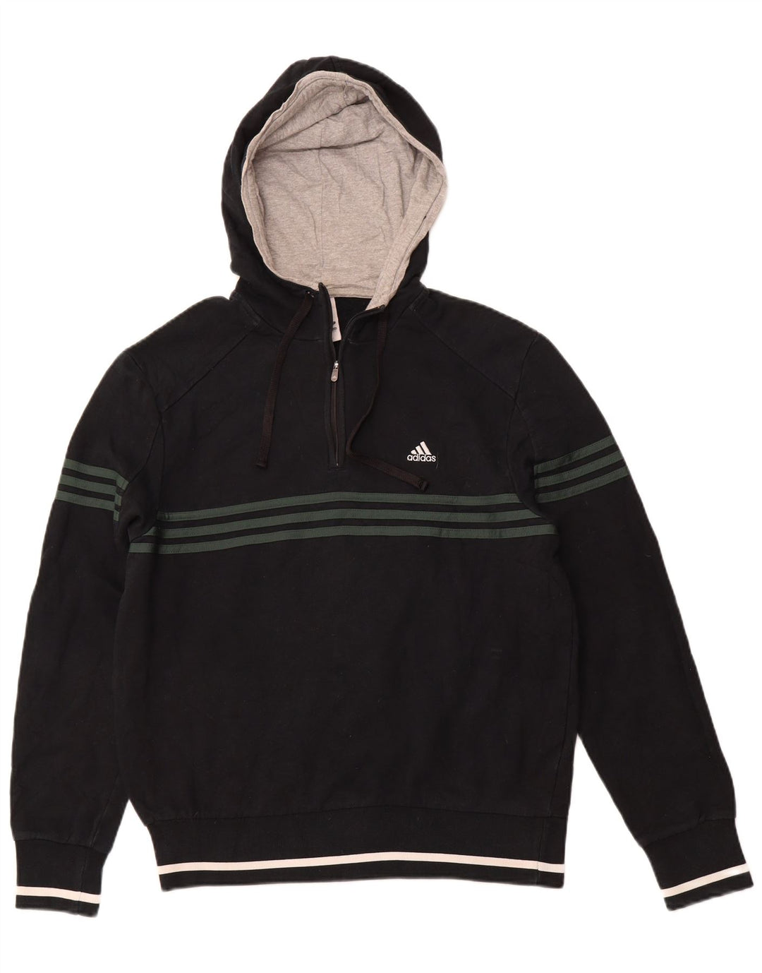 Pulover ADIDAS pentru bărbați, cu grafic, cu fermoar și cu glugă, UK 40/42, bleumarin mediu