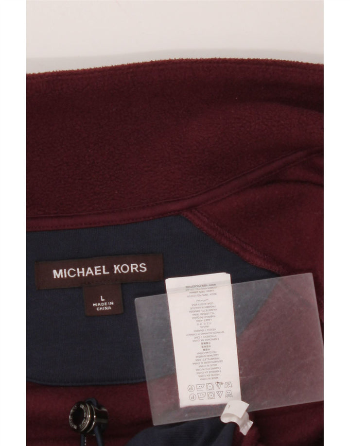 Jachetă fleece pentru bărbați MICHAEL KORS UK 40 mare bordeaux poliester color bloc