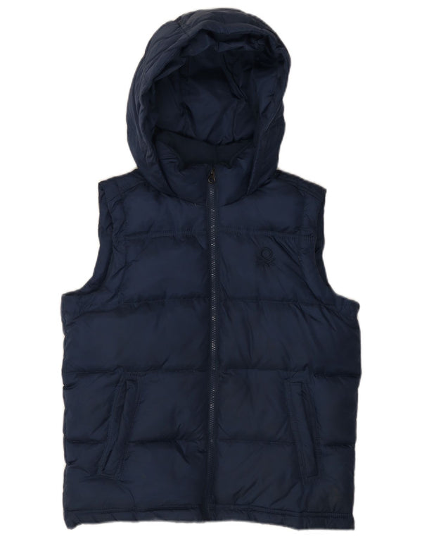 BENETTON Gilet căptușit cu glugă pentru băieți 11-12 ani 2XL Bleumarin Poliamidă
