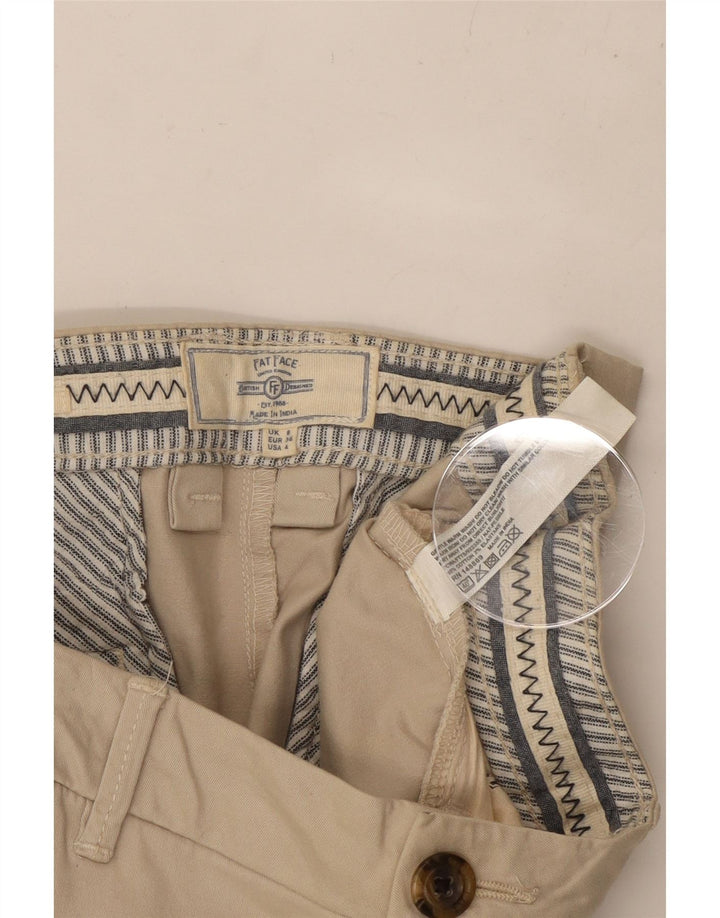 FAT FACE Pantaloni tăiați drept pentru femei UK 8 Small W30 L23 Bej Bumbac
