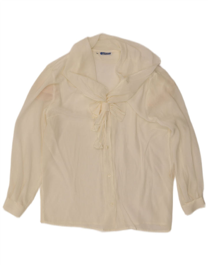 Bluză cămașă cu cravată în față pentru femei Lebole IT 44 Mătase albă medie