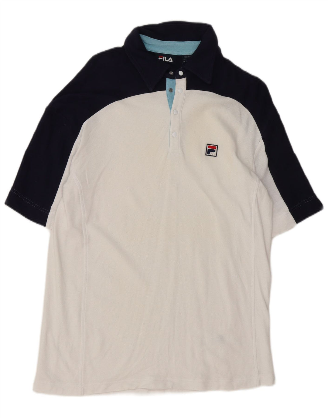 Tricou polo Fila pentru bărbați, mic, alb, din bumbac color bloc