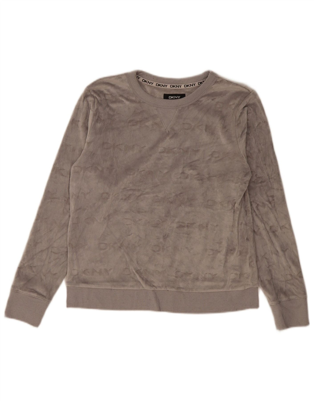 Pulover din velur grafic Dkny pentru femei UK 10 Poliester gri mic