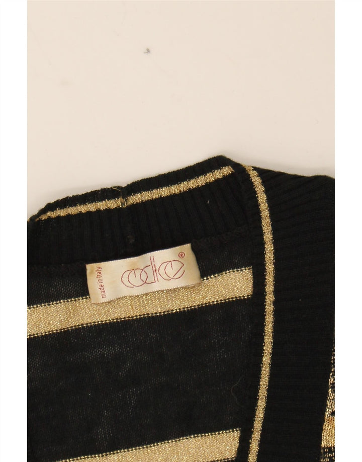 CODICE Womens Cardigan Sweater IT 44 Medium Black Striped Wool Vintage Codice and Second-Hand Codice from Messina Hembry 