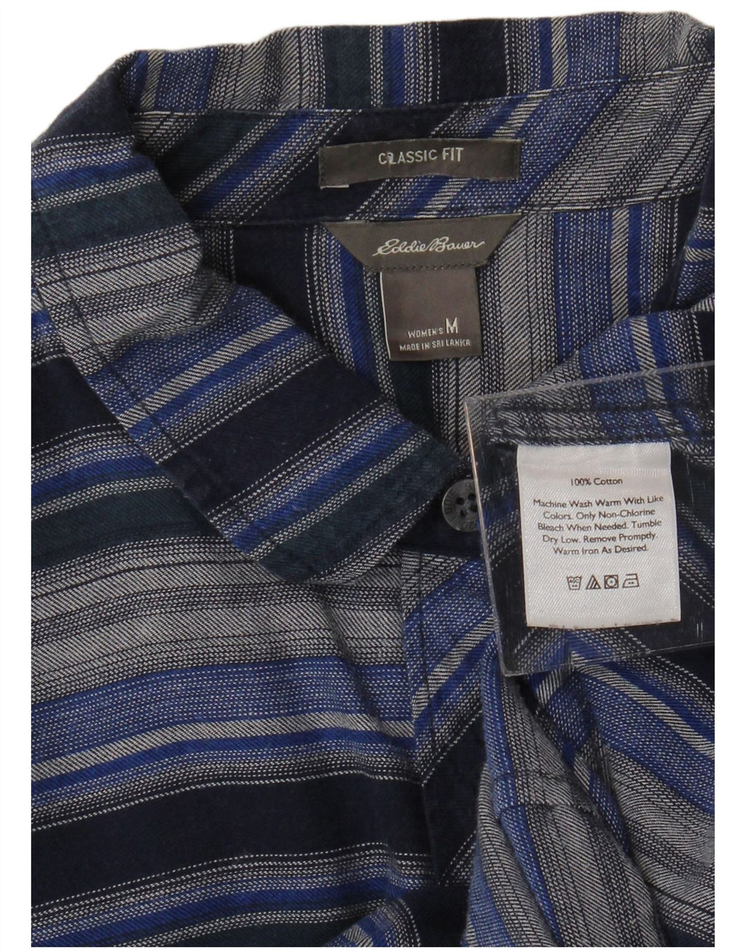 Cămașă de flanel pentru femei EDDIE BAUER UK 14 Mediu bleumarin cu dungi