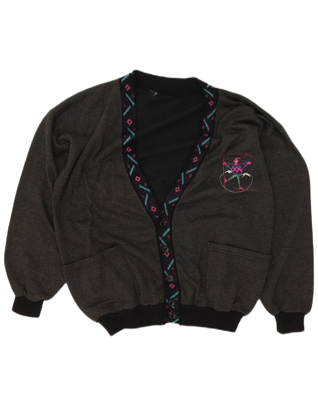 Pulover Cardigan Vintage pentru bărbați XL Gri Geometric