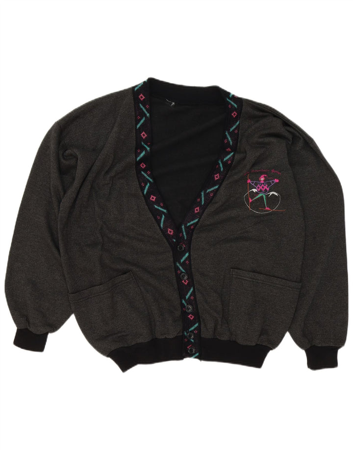 Pulover Cardigan Vintage pentru bărbați XL Gri Geometric
