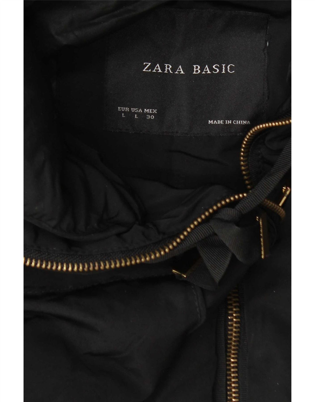 Palton căptușit cu glugă pentru femei Zara UK 14 mare negru