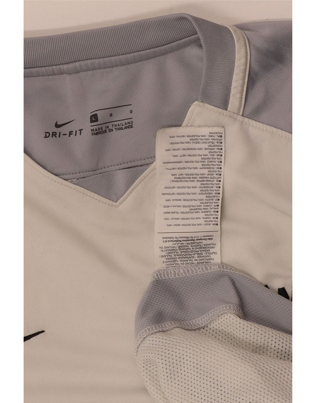 Top grafic Nike Dri Fit pentru bărbați cu mânecă lungă, mare, alb, din poliester