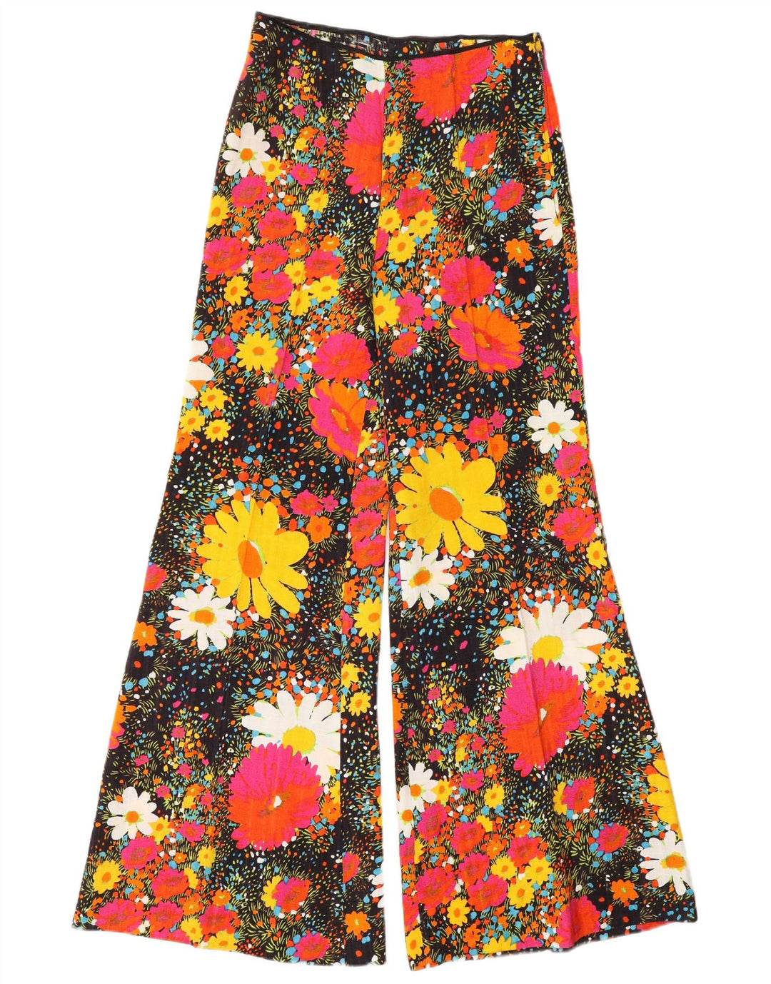 Pantaloni casual de damă VINTAGE cu talie înaltă W26 L31 multicolori florali