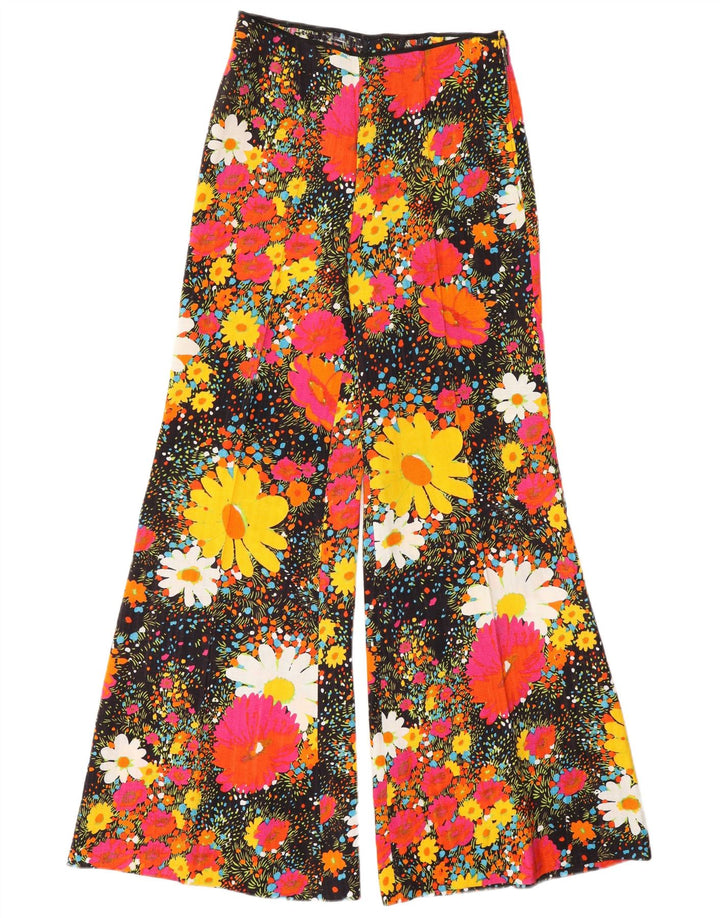 Pantaloni casual de damă VINTAGE cu talie înaltă W26 L31 multicolori florali