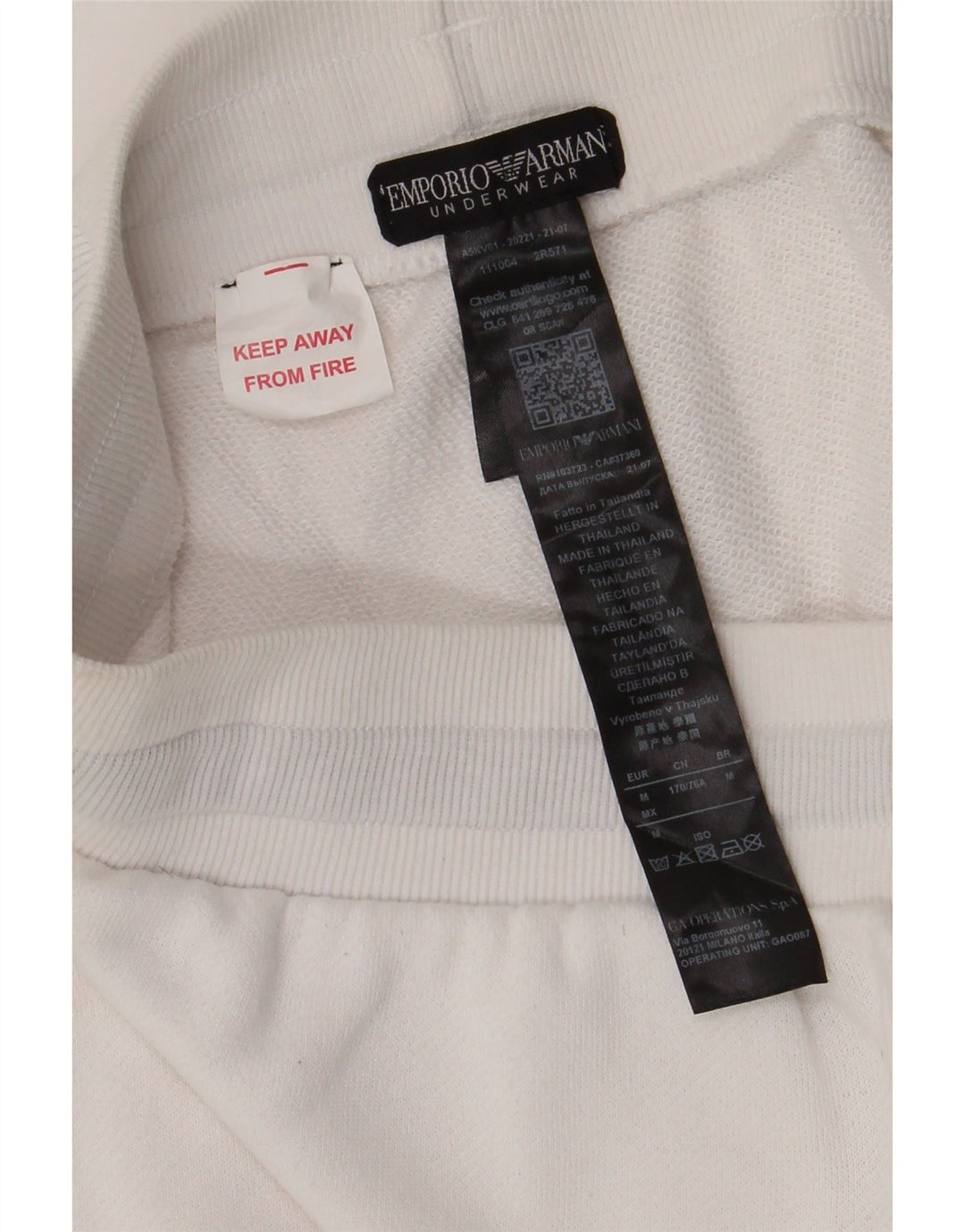 EMPORIO ARMANI Pantaloni scurți sport pentru bărbați, bumbac alb mediu