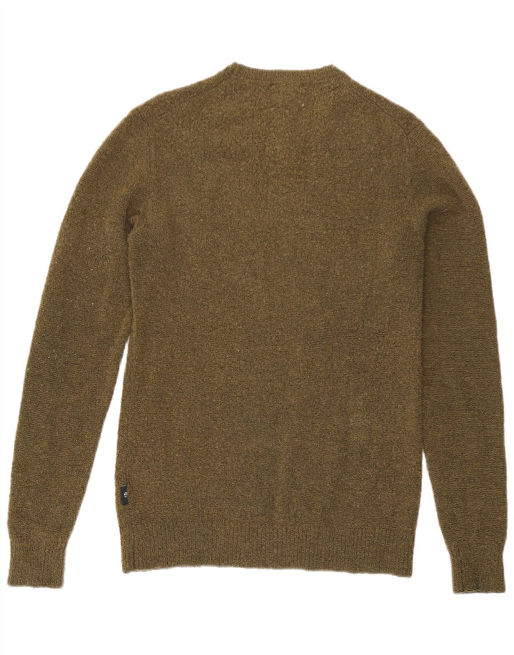 Pulover Ted Baker pentru bărbați, cu grafică, cu decolteu, mărimea 2, lână kaki mică