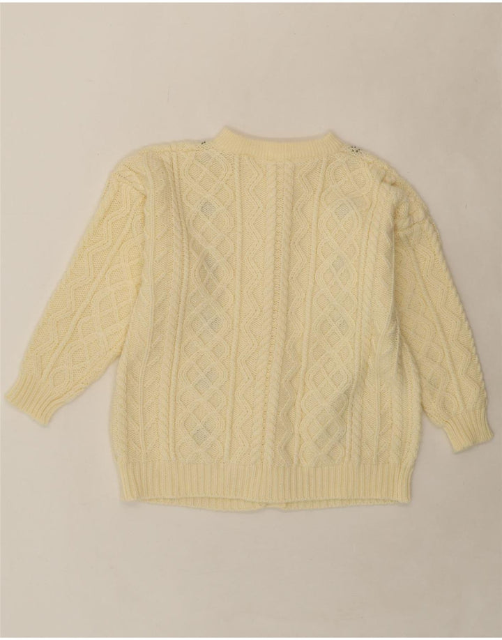 VINTAGE Womens Oversized Cardigan Sweater UK 14 Medium Off White Fair Isle Vintage Vintage and Second-Hand Vintage from Messina Hembry 