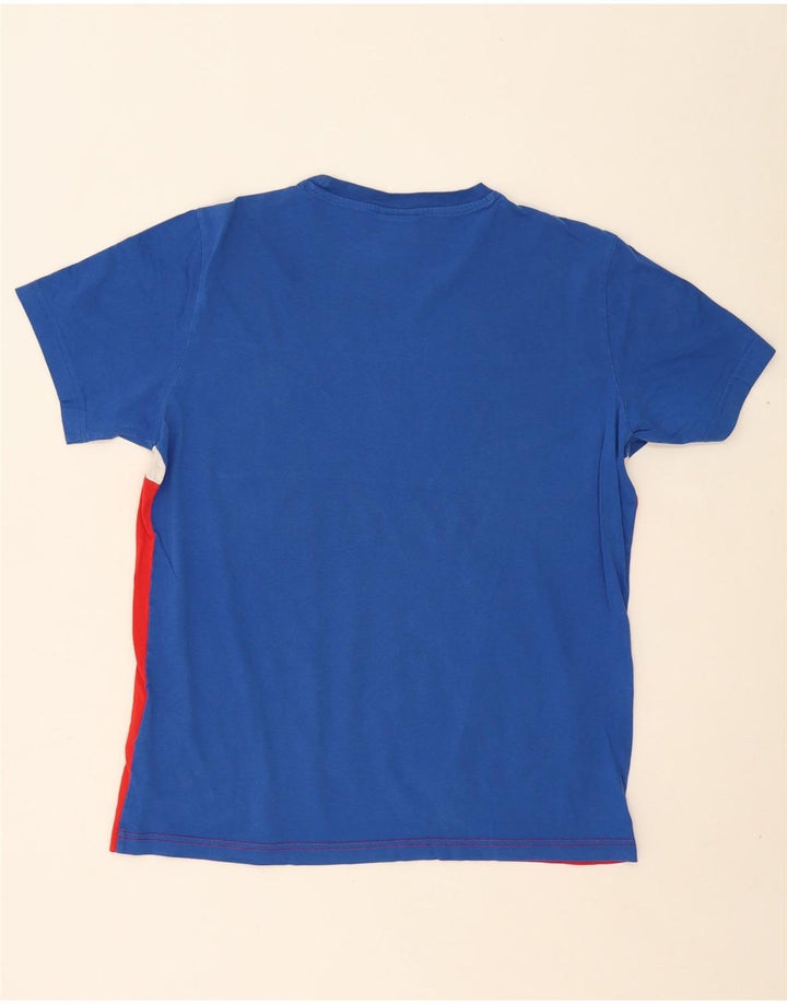 CHAMPION Mens Graphic T-Shirt Top Medium Blue Colourblock Cotton Vintage Champion and Second-Hand Champion from Messina Hembry 