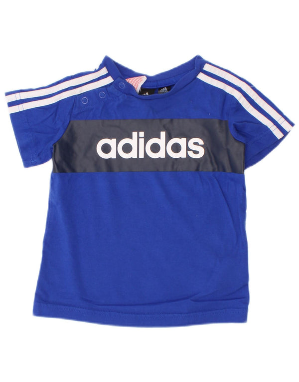 Tricou grafic Adidas Bebeluși Băieți Top 9-12 luni Bumbac Colorblock Albastru