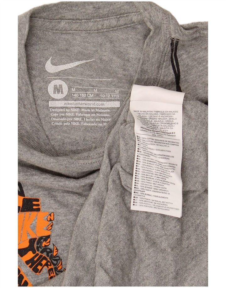Tricou grafic Nike pentru băieți Top 10-11 ani bumbac gri mediu