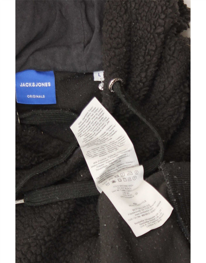 Pulover Jack & Jones pentru bărbați, cu glugă, poliester, negru