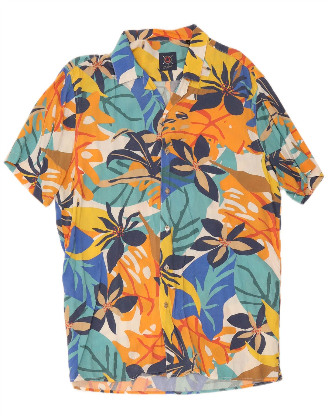 Cămașă Vintage pentru bărbați cu mânecă scurtă, mare, multicoloră, florală, viscoză