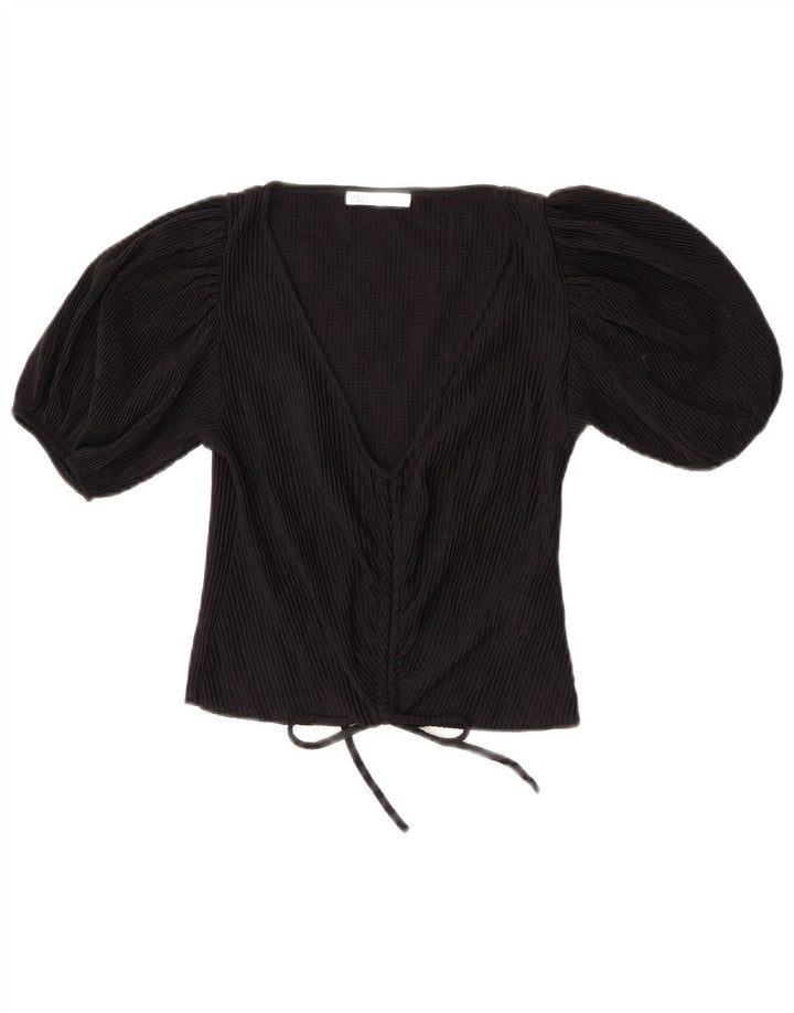 Bluză Crop Top Femei Zara UK 8 Poliester negru mic