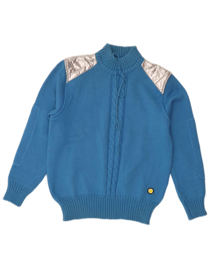 Pulover vintage cu gât țestoasă pentru femei IT 44 Medium Blue Colorblock