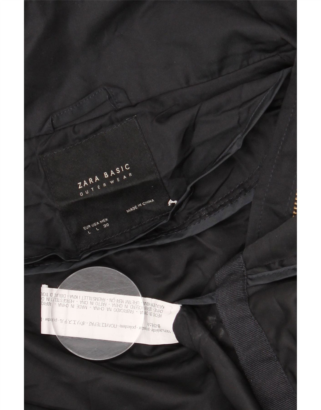 Jachetă de ploaie cu glugă pentru femei Zara UK 16 Poliester negru mare