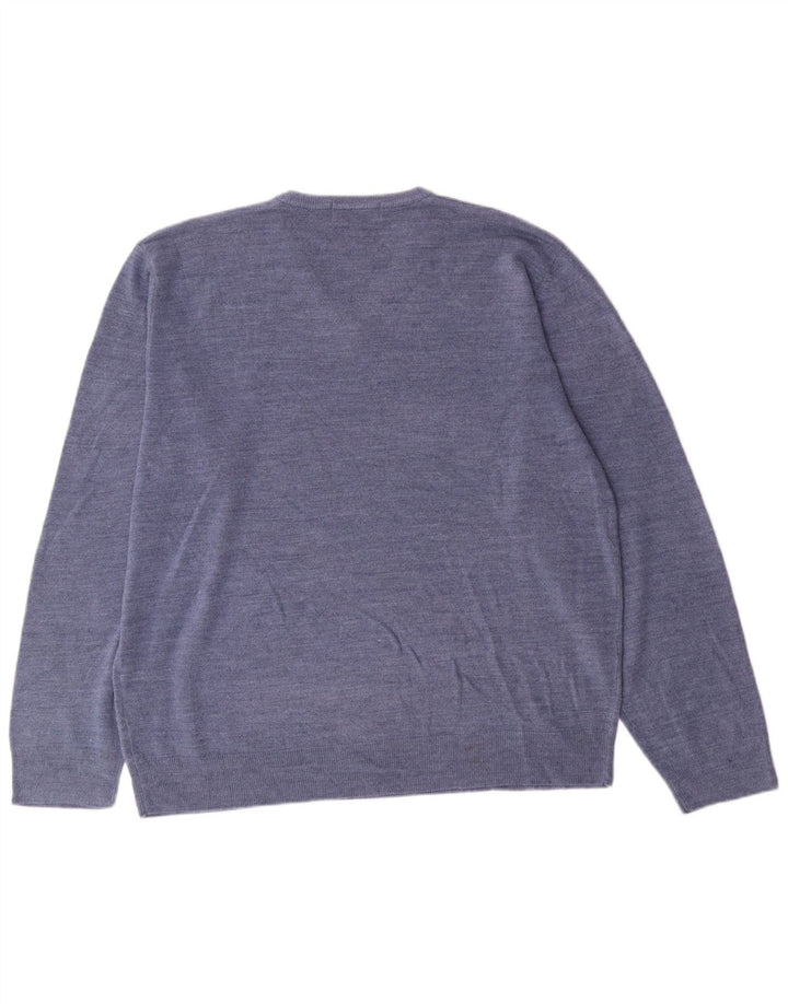 MARKS & SPENCER Pulover cu decolteu în V Blue Harbour pentru bărbați XL Blue Classic