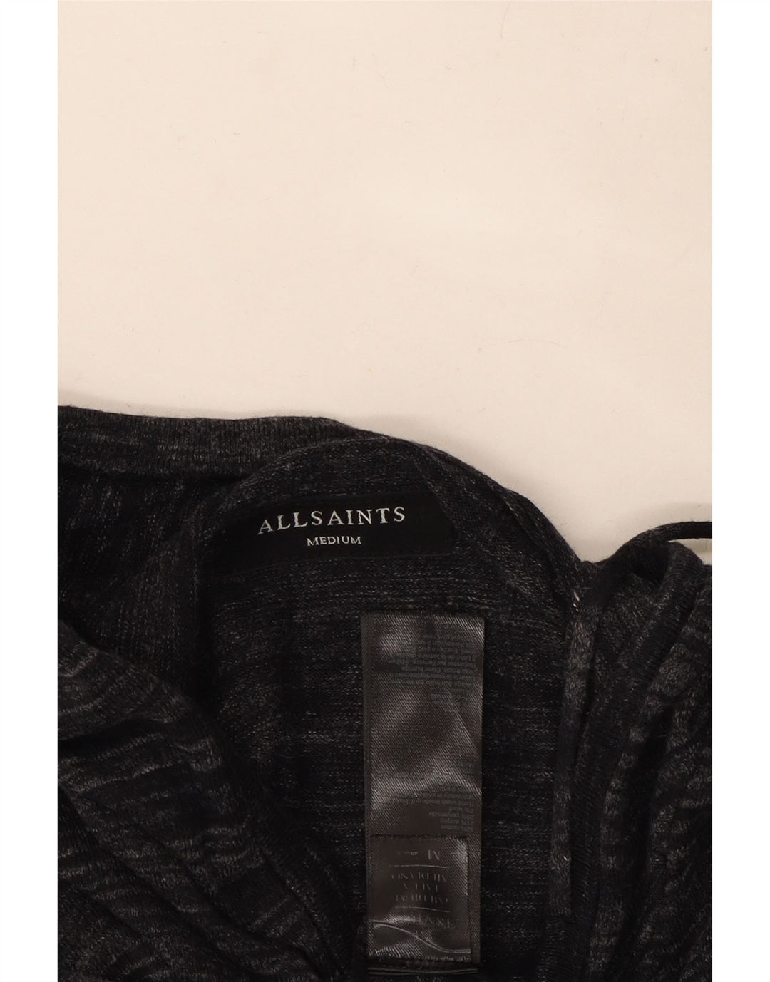 Cardigan cu glugă pentru bărbați All Saints, bumbac mediu negru cu dungi