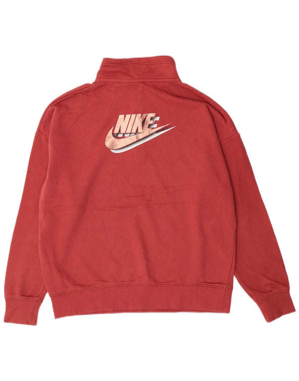 Pulover NIKE pentru femei, supradimensionat, cu grafic, cu fermoar, cu gât, UK 10, roz mic
