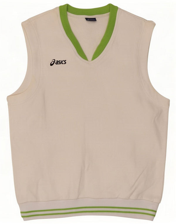 Asics Mens Vest Top Bumbac mediu alb