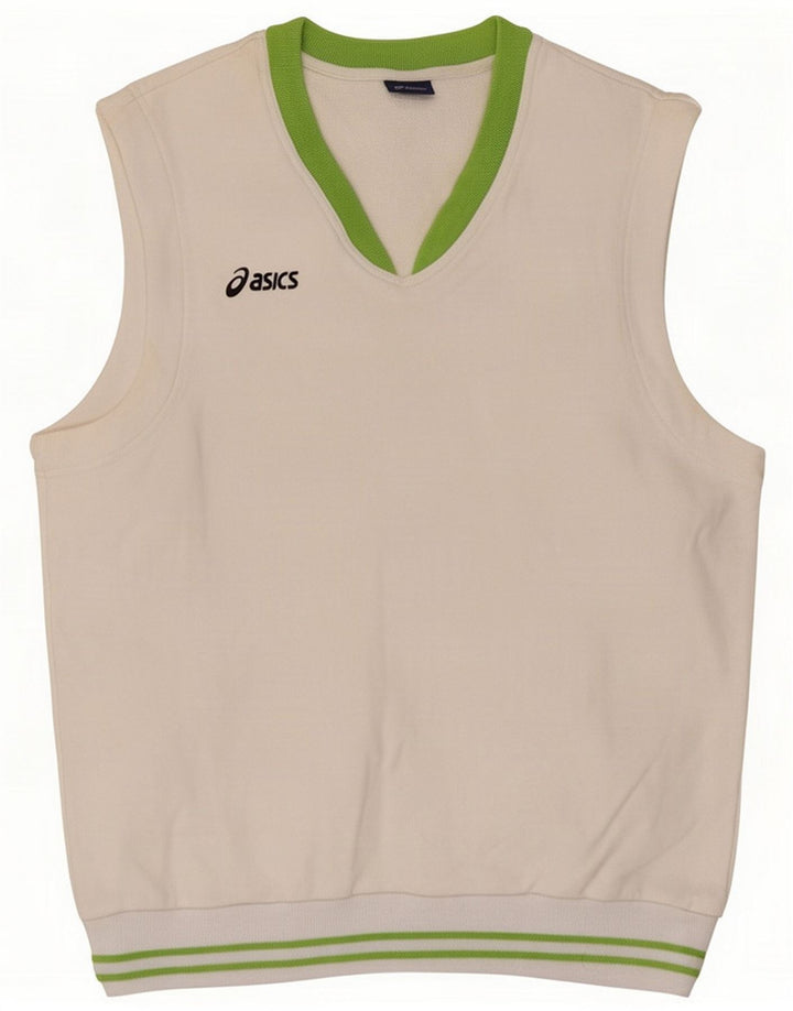Asics Mens Vest Top Bumbac mediu alb